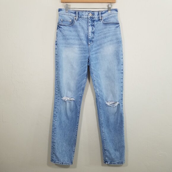 LOFT Boyfriend High Waist Distressed Jeans Blue Size 28/6 - Picture 1 of 8